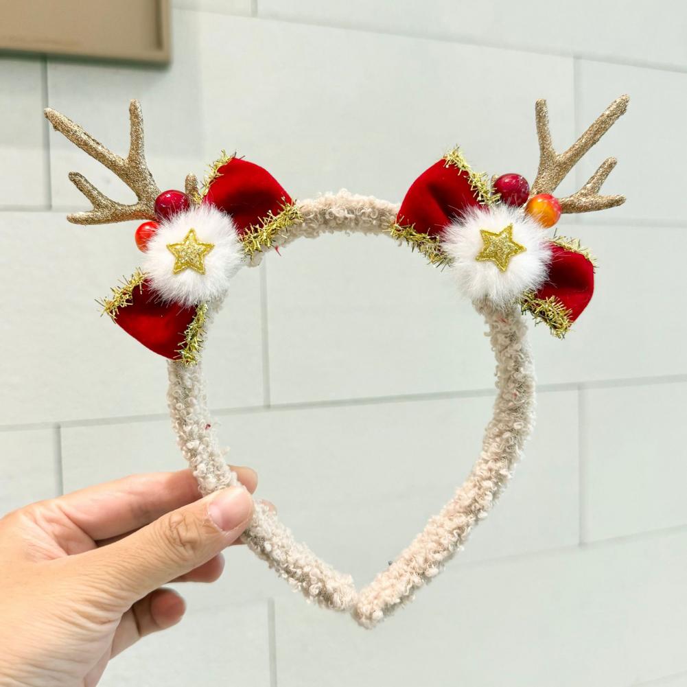 Reindeer Antlers Headband - Diadema navideña para mujer, aro de