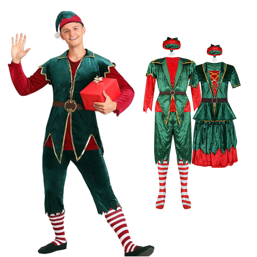 Elf Costume Christmas - Disfraz de Papá Noel de Navidad,