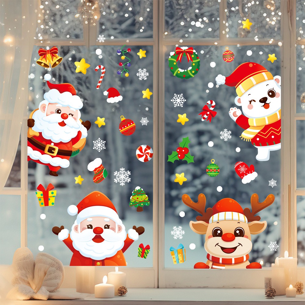 Dibujos animados Navidad Santa - Snowflake Window Decal reseña y precio
