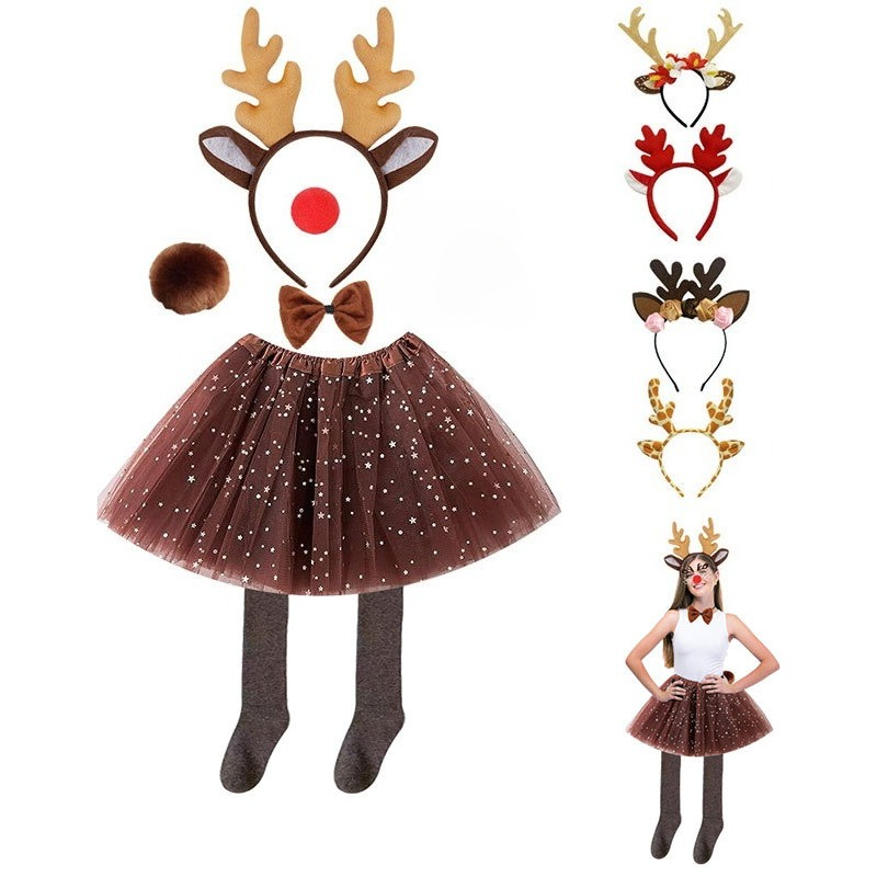 Conjunto de disfraz de reno, f - Reindeer Antlers Headband reseña y precio