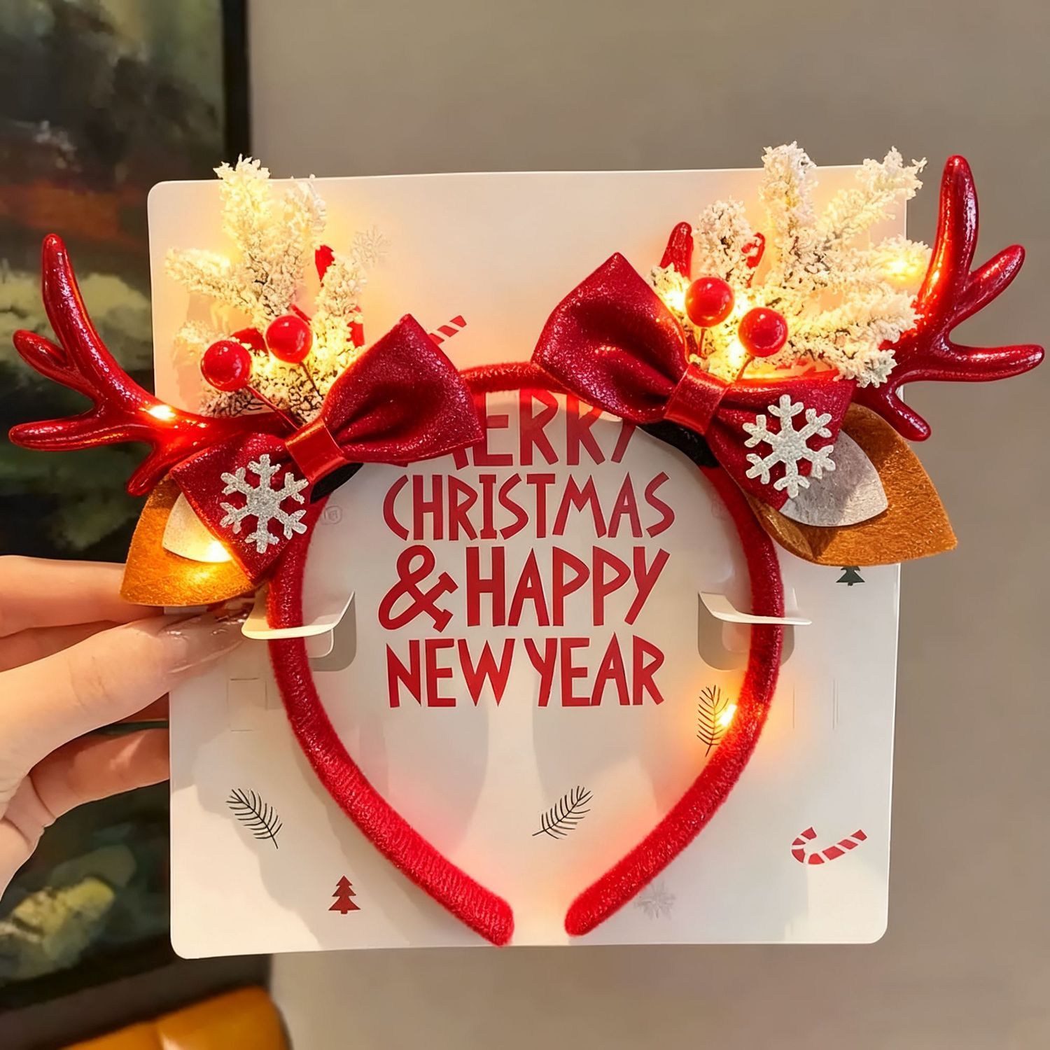 Diadema de Navidad con Astas d - Reindeer Antlers Headband reseña y precio